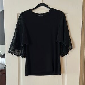 Elegant Black Lace Sleeve Top